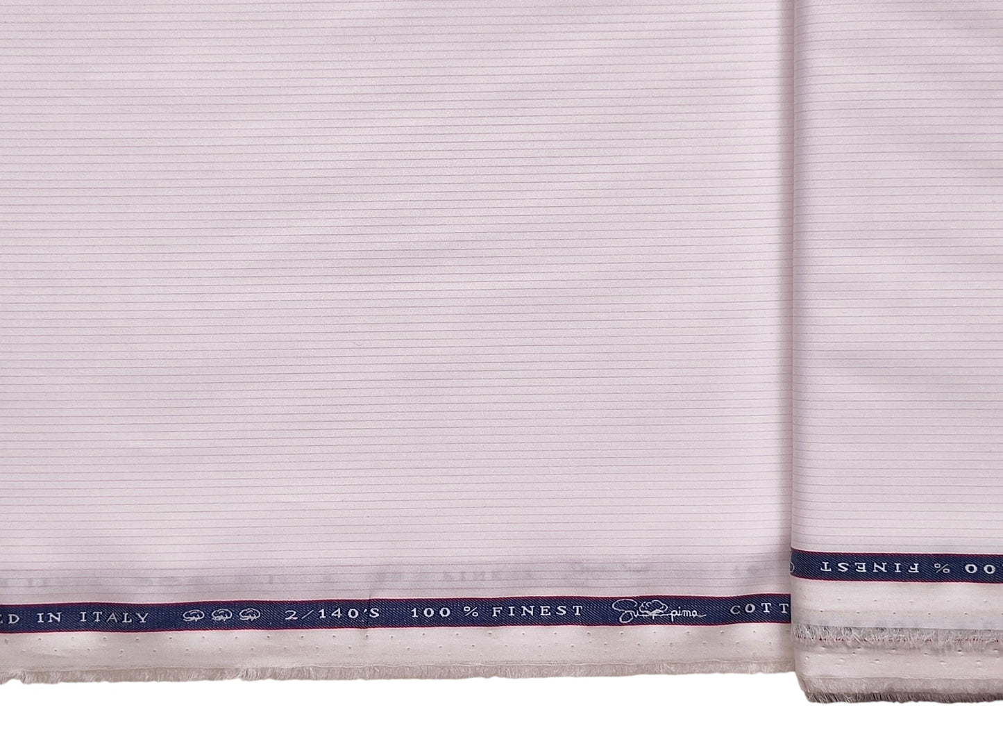 Vercelli Italy 2/140s Finest Supima Cotton Shirting Fabric (White & Light Pink, Stripes)