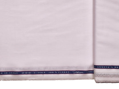 Vercelli Italy 2/140s Finest Supima Cotton Shirting Fabric (White & Light Pink, Stripes)