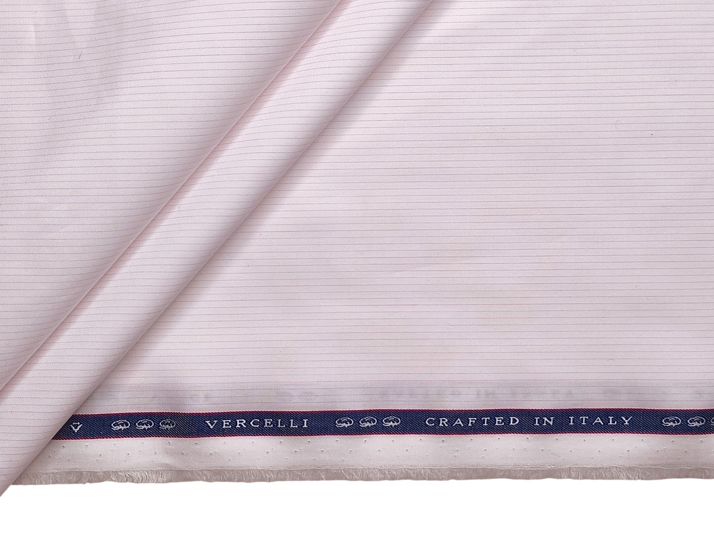 Vercelli Italy 2/140s Finest Supima Cotton Shirting Fabric (White & Light Pink, Stripes)