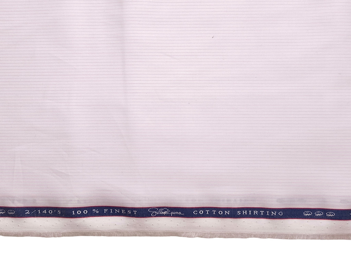 Vercelli Italy 2/140s Finest Supima Cotton Shirting Fabric (White & Light Pink, Stripes)