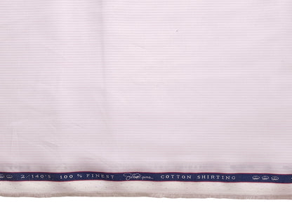 Vercelli Italy 2/140s Finest Supima Cotton Shirting Fabric (White & Light Pink, Stripes)