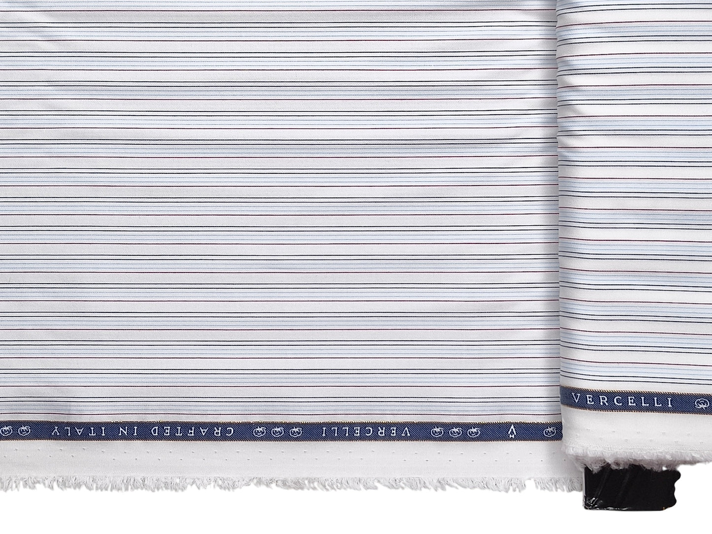Vercelli Italy 2/120s 100% Finest Supima Cotton Shirting Fabric (White And Blue, Multistripes)