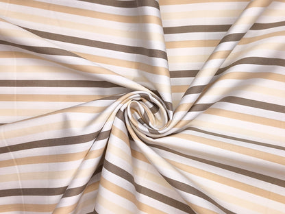 Vercelli Italy 2/100s Finest Supima Cotton Shirting Fabric (White & Brown, Multistripes)