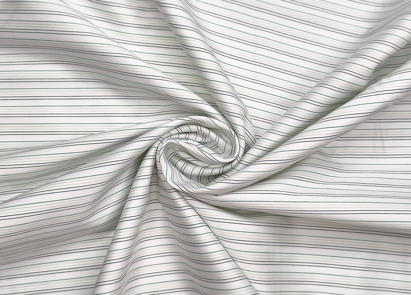 Vercelli Italy 2/120s Finest Supima Cotton Shirting Fabric (White & Green, Stripes)