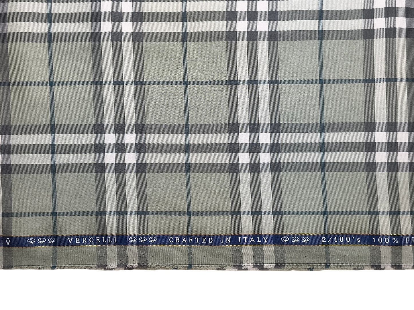 Vercelli Italy 2/100s Finest Supima Cotton Shirting Fabric (Pastel Green, Checks)