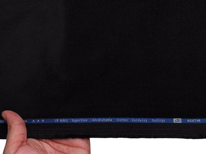Arvind Corduroy Collection Stretchable Cotton Corduroy Suiting Fabric (Black, Corduroy)