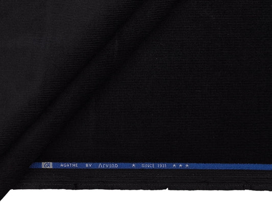 Arvind Corduroy Collection Stretchable Cotton Corduroy Suiting Fabric (Black, Corduroy)