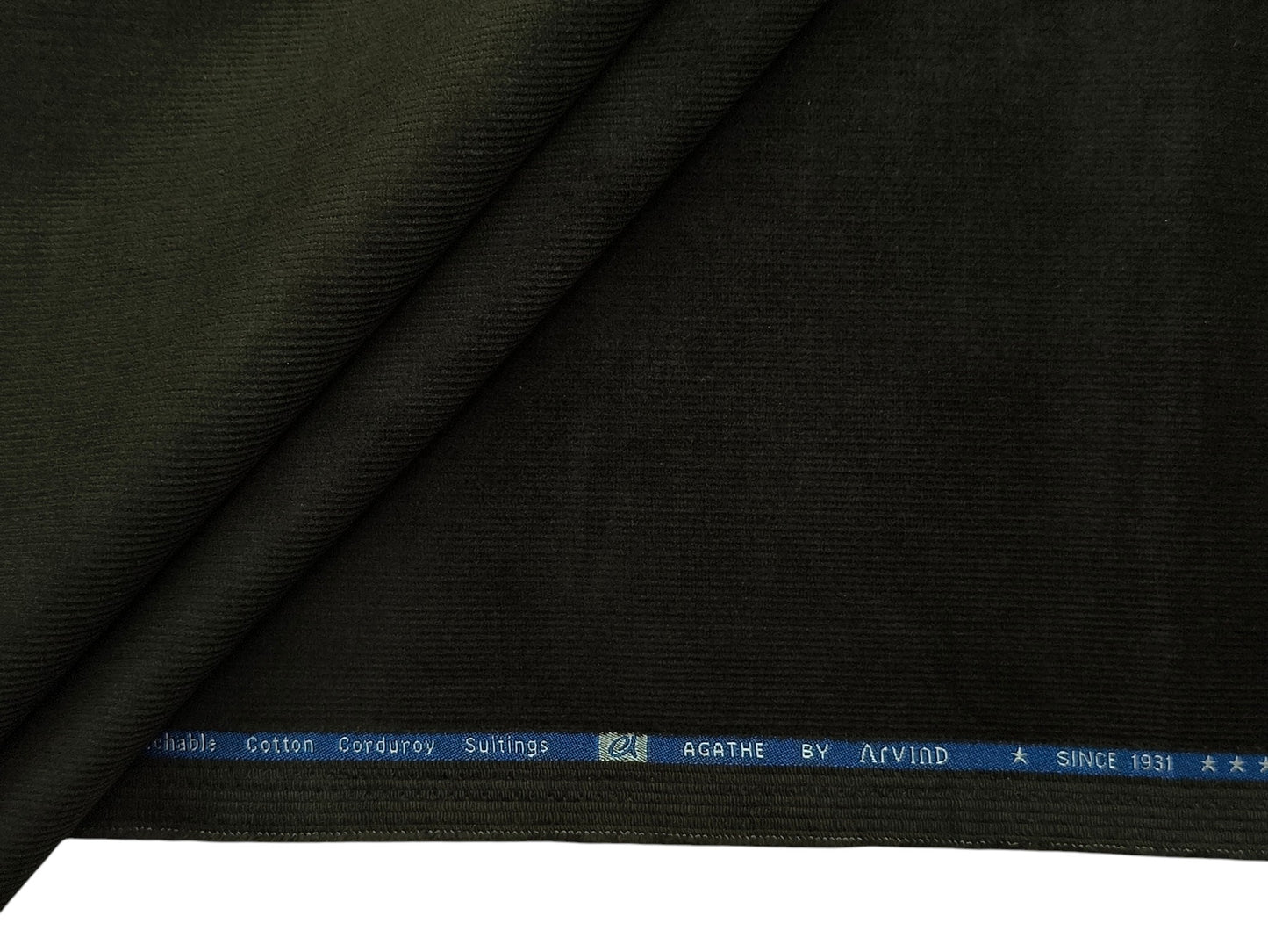 Arvind Corduroy Collection Stretchable Cotton Corduroy Suiting Fabric (Deep Olive Green, Corduroy)