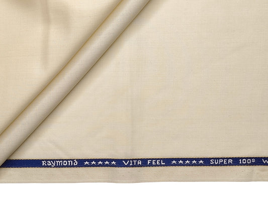 Raymond Vitafeel Exotic 52% Wool Super 100s Merino Wool Blend Suiting Fabric (Cream, Plain)