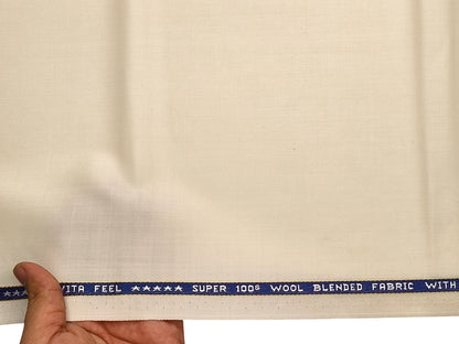 Raymond Vitafeel Exotic 52% Wool Super 100s Merino Wool Blend Suiting Fabric (Cream, Plain)