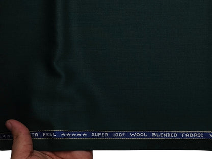 Raymond Vitafeel Exotic 52% Wool Super 100s Merino Wool Blend Suiting Fabric (Dark Green, Plain)