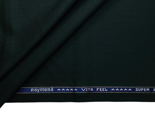 Raymond Vitafeel Exotic 52% Wool Super 100s Merino Wool Blend Suiting Fabric (Dark Green, Plain)