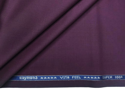 Raymond Vitafeel Exotic 52% Wool Super 100s Merino Wool Blend Suiting Fabric (Burgundy Wine, Plain)