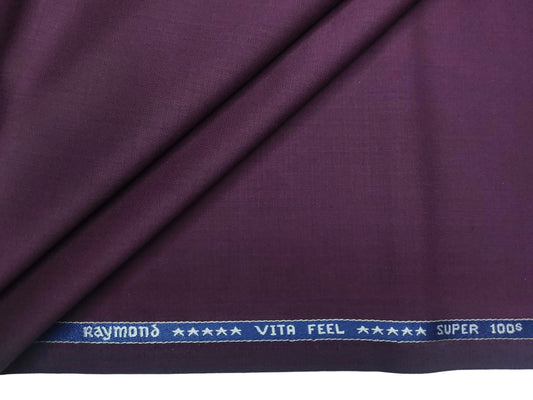 Raymond Vitafeel Exotic 52% Wool Super 100s Merino Wool Blend Suiting Fabric (Burgundy Wine, Plain)