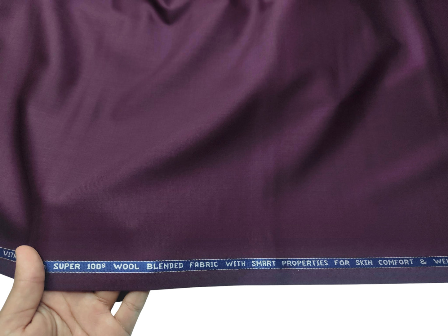 Raymond Vitafeel Exotic 52% Wool Super 100s Merino Wool Blend Suiting Fabric (Burgundy Wine, Plain)