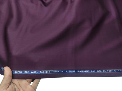 Raymond Vitafeel Exotic 52% Wool Super 100s Merino Wool Blend Suiting Fabric (Burgundy Wine, Plain)