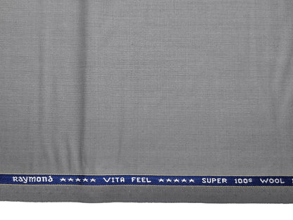 Raymond Vitafeel Exotic 52% Wool Super 100s Merino Wool Blend Suiting Fabric (Light Grey, Plain)