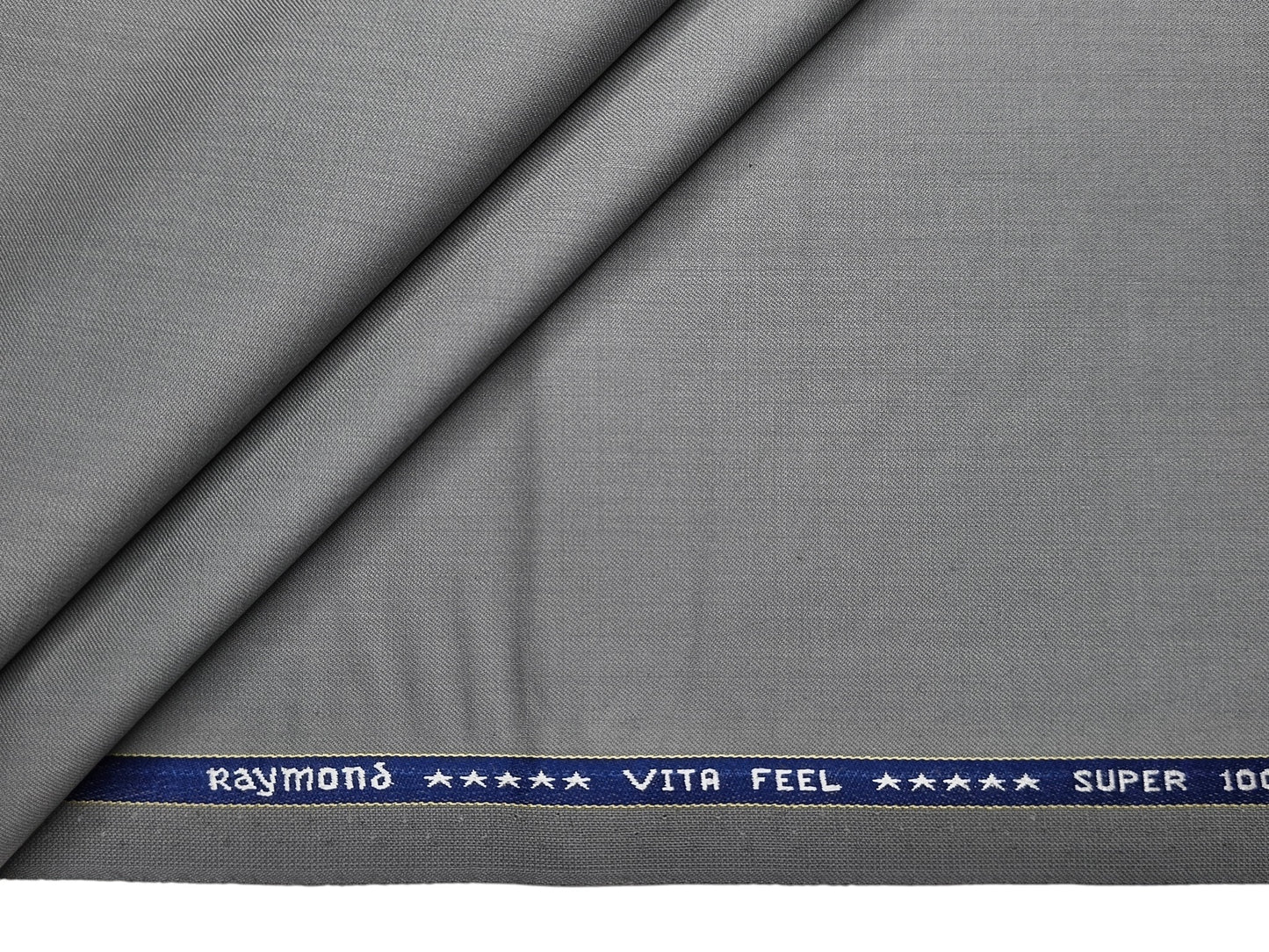 Raymond Vitafeel Exotic 52% Wool Super 100s Merino Wool Blend Suiting Fabric (Light Grey, Plain)
