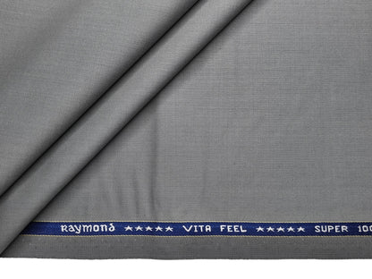 Raymond Vitafeel Exotic 52% Wool Super 100s Merino Wool Blend Suiting Fabric (Light Grey, Plain)