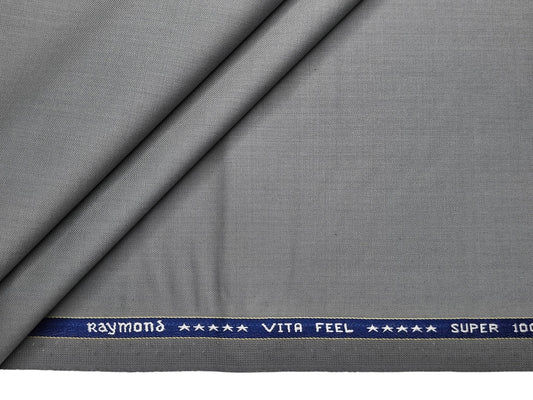 Raymond Vitafeel Exotic 52% Wool Super 100s Merino Wool Blend Suiting Fabric (Light Grey, Plain)