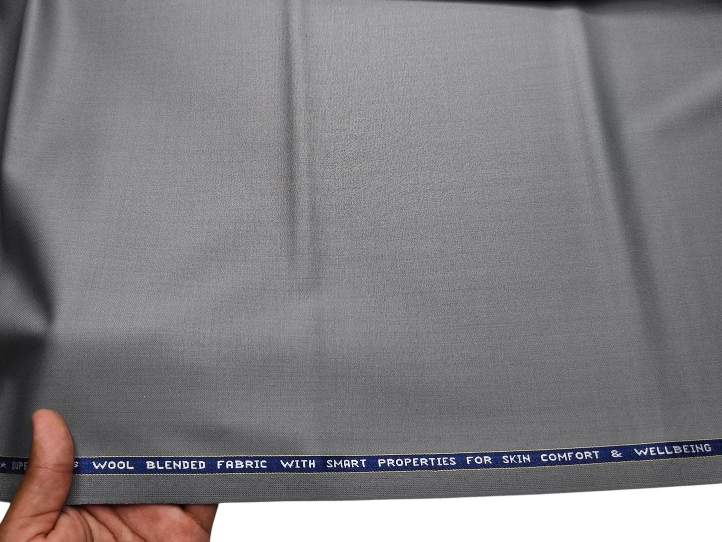 Raymond Vitafeel Exotic 52% Wool Super 100s Merino Wool Blend Suiting Fabric (Light Grey, Plain)