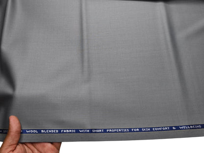 Raymond Vitafeel Exotic 52% Wool Super 100s Merino Wool Blend Suiting Fabric (Light Grey, Plain)