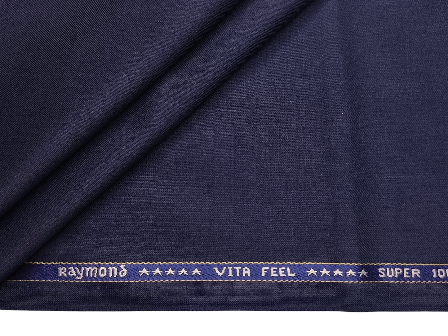 Raymond Vitafeel Exotic 52% Wool Super 100s Merino Wool Blend Suiting Fabric (Classic Blue, Plain)