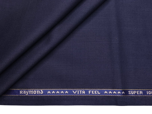 Raymond Vitafeel Exotic 52% Wool Super 100s Merino Wool Blend Suiting Fabric (Classic Blue, Plain)