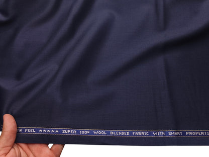 Raymond Vitafeel Exotic 52% Wool Super 100s Merino Wool Blend Suiting Fabric (Classic Blue, Plain)