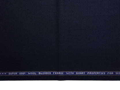 Raymond Vitafeel Exotic 52% Wool Super 100s Merino Wool Blend Suiting Fabric (Deep Navy Blue, Plain)
