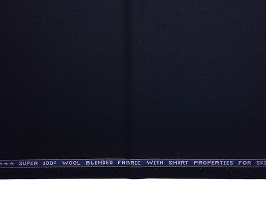 Raymond Vitafeel Exotic 52% Wool Super 100s Merino Wool Blend Suiting Fabric (Deep Navy Blue, Plain)