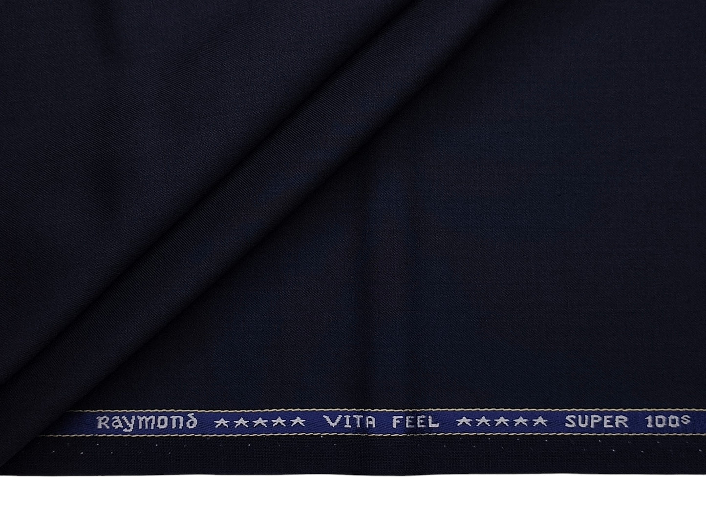 Raymond Vitafeel Exotic 52% Wool Super 100s Merino Wool Blend Suiting Fabric (Deep Navy Blue, Plain)