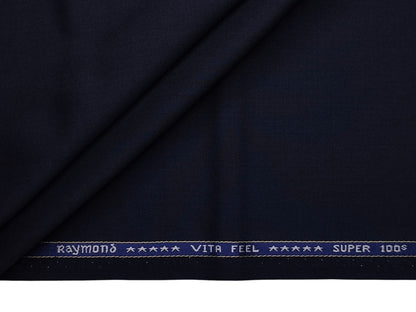 Raymond Vitafeel Exotic 52% Wool Super 100s Merino Wool Blend Suiting Fabric (Deep Navy Blue, Plain)
