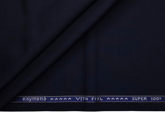 Raymond Vitafeel Exotic 52% Wool Super 100s Merino Wool Blend Suiting Fabric (Deep Navy Blue, Plain)