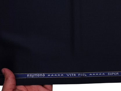 Raymond Vitafeel Exotic 52% Wool Super 100s Merino Wool Blend Suiting Fabric (Deep Navy Blue, Plain)