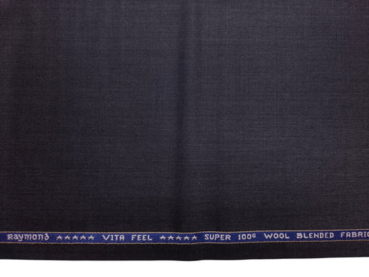 Raymond Vitafeel Exotic 52% Wool Super 100s Merino Wool Blend Suiting Fabric (Dark Grey, Plain)