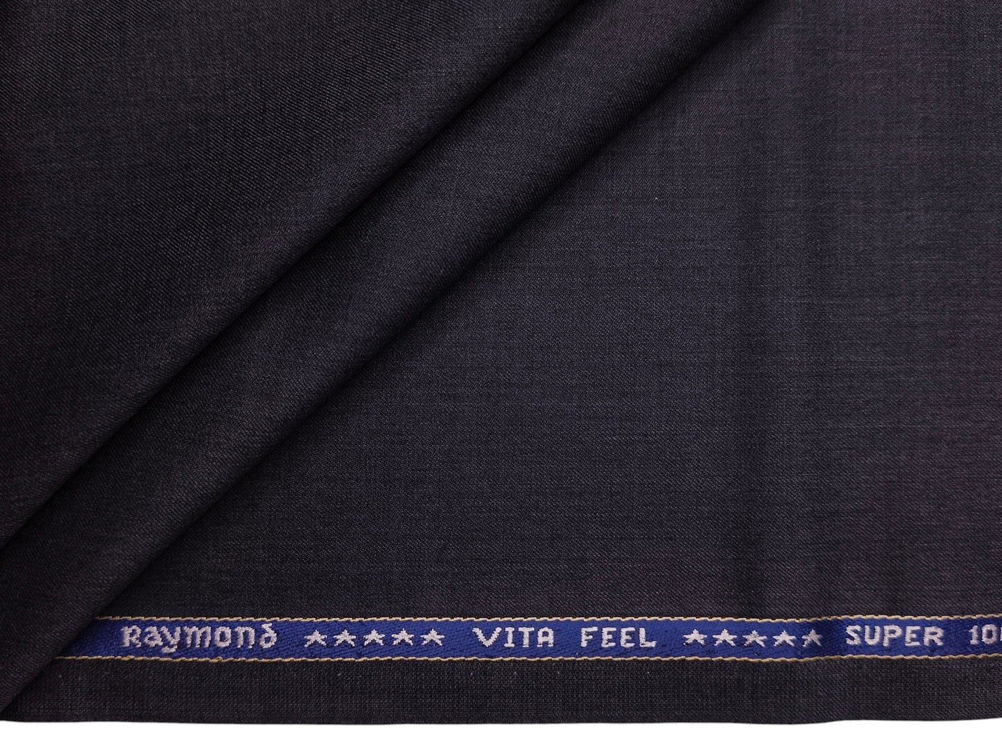 Raymond Vitafeel Exotic 52% Wool Super 100s Merino Wool Blend Suiting Fabric (Dark Grey, Plain)