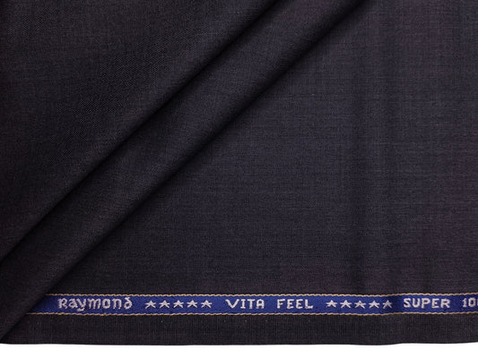 Raymond Vitafeel Exotic 52% Wool Super 100s Merino Wool Blend Suiting Fabric (Dark Grey, Plain)