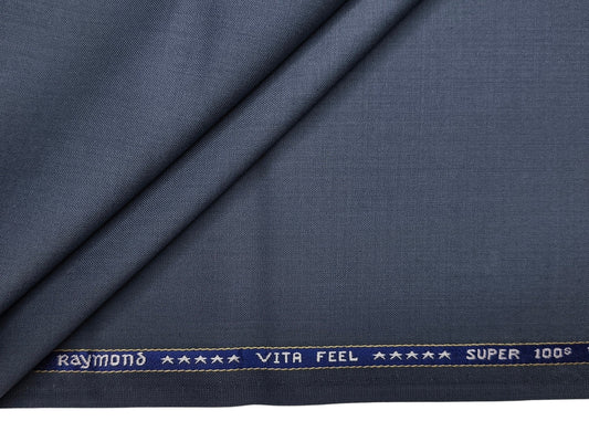 Raymond Vitafeel Exotic 52% Wool Super 100s Merino Wool Blend Suiting Fabric (Subtle Blue, Plain)