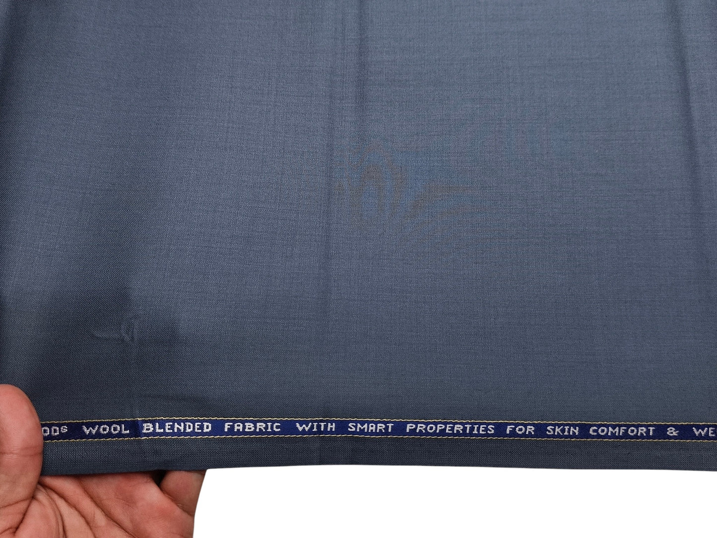 Raymond Vitafeel Exotic 52% Wool Super 100s Merino Wool Blend Suiting Fabric (Subtle Blue, Plain)