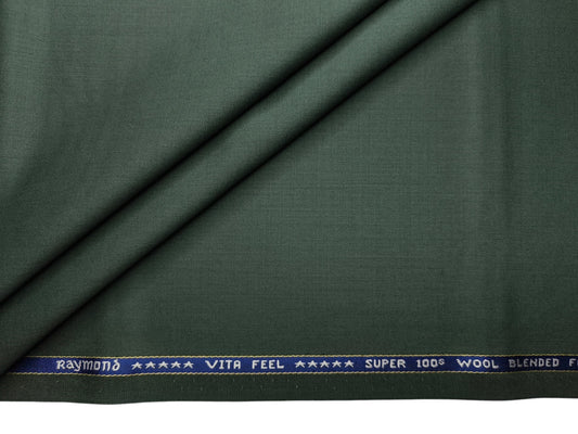 Raymond Vitafeel Exotic 52% Wool Super 100s Merino Wool Blend Suiting Fabric (Green, Plain)