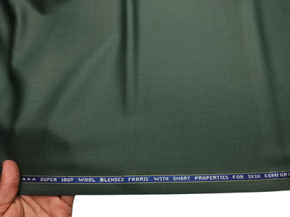 Raymond Vitafeel Exotic 52% Wool Super 100s Merino Wool Blend Suiting Fabric (Green, Plain)