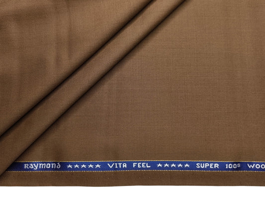 Raymond Vitafeel Exotic 52% Wool Super 100s Merino Wool Blend Suiting Fabric (Camel Tan, Plain)