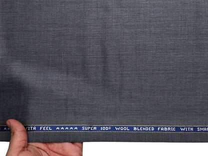 Raymond Vitafeel Exotic 52% Wool Super 100s Merino Wool Blend Suiting Fabric (Classic Grey, Plain)