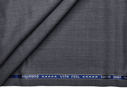 Raymond Vitafeel Exotic 52% Wool Super 100s Merino Wool Blend Suiting Fabric (Classic Grey, Plain)