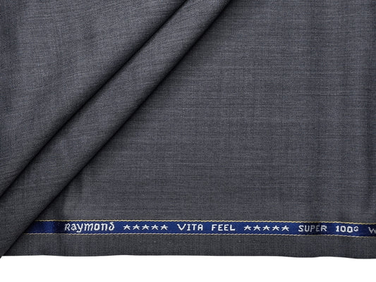 Raymond Vitafeel Exotic 52% Wool Super 100s Merino Wool Blend Suiting Fabric (Classic Grey, Plain)