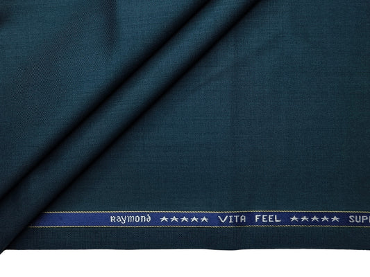 Raymond Vitafeel Exotic 52% Wool Super 100s Merino Wool Blend Suiting Fabric (Teal, Plain)