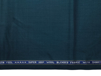 Raymond Vitafeel Exotic 52% Wool Super 100s Merino Wool Blend Suiting Fabric (Teal, Plain)