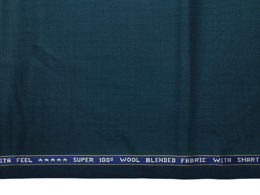 Raymond Vitafeel Exotic 52% Wool Super 100s Merino Wool Blend Suiting Fabric (Teal, Plain)