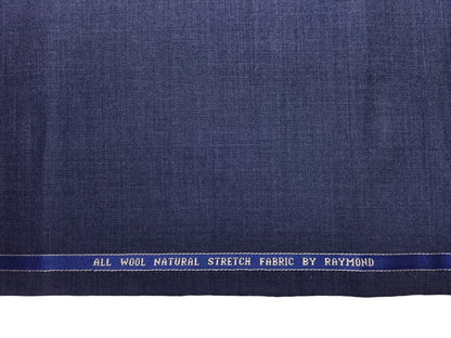 Raymond 100% Wool Natural Stretch Suiting Fabric (Subtle Blue, Plain)